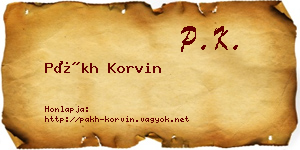 Pákh Korvin névjegykártya